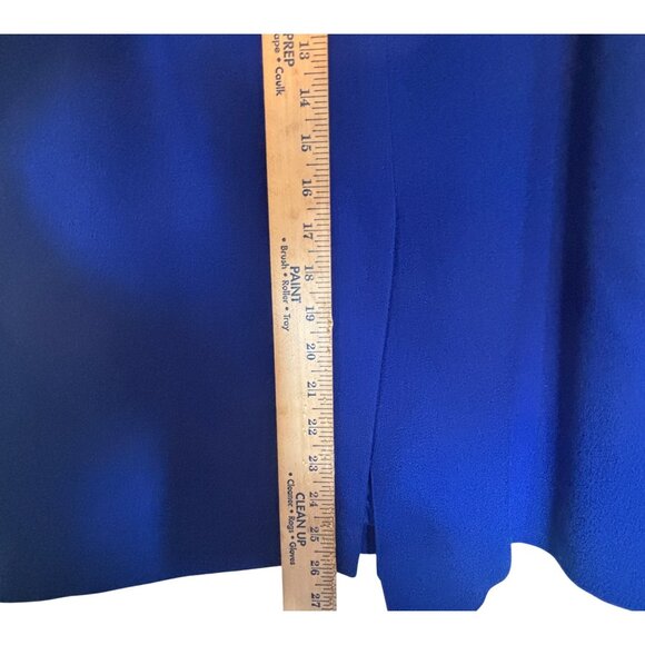 Vintage Blue Wool 98% Pencil Skirt Back Slit Lined Size 12 Academia Professional - Picture 8 of 9